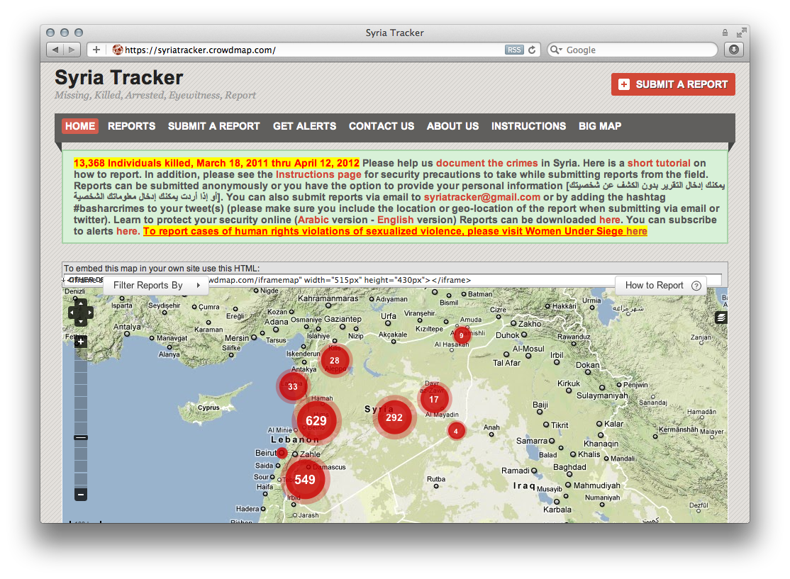 Crowdmaps Syria Tracker